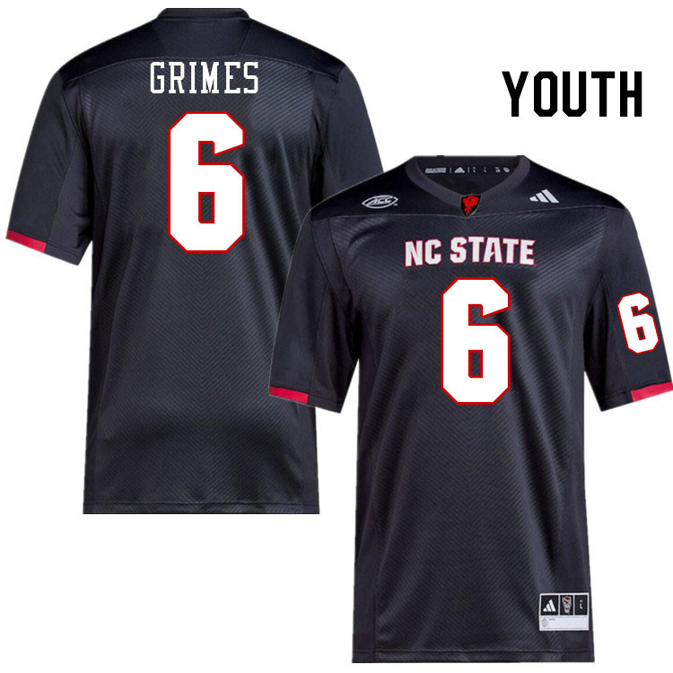 Youth #6 Wesley Grimes NC State Wolfpack College Football Jerseys Stitched-Black